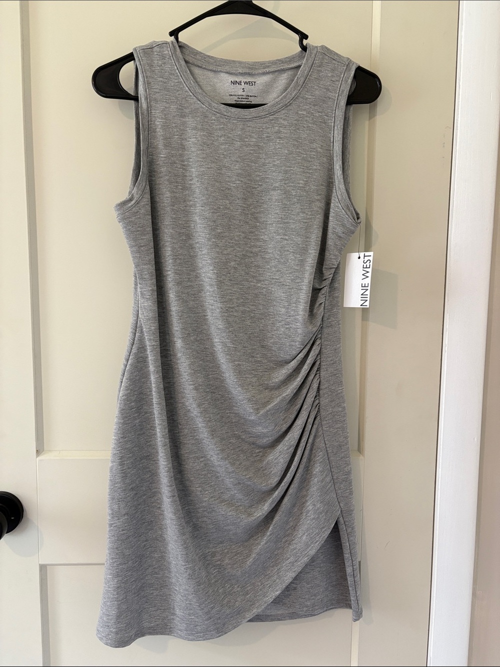 NWT Nine West Heather Gray Sleeveless Ruched Side Dress